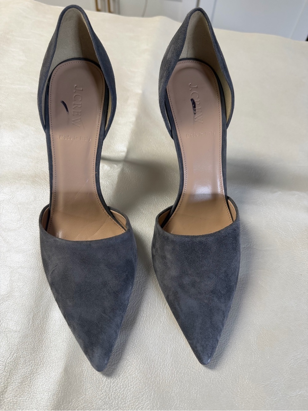 J. Crew Gray Suede Pointed D'Orsay Pumps